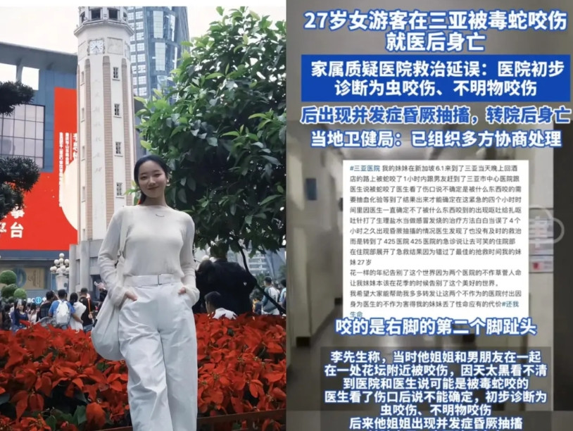 大件事！女子在三亚被毒蛇咬伤，送医抢救不治，真相是被咬伤后医生无法确定蛇的类
