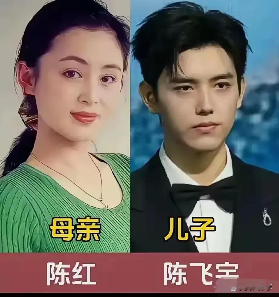 她的儿子，完美继承了妈妈的大眼睛、甜酒窝和白皙皮肤，站在妈妈身边像一对“姐弟”。