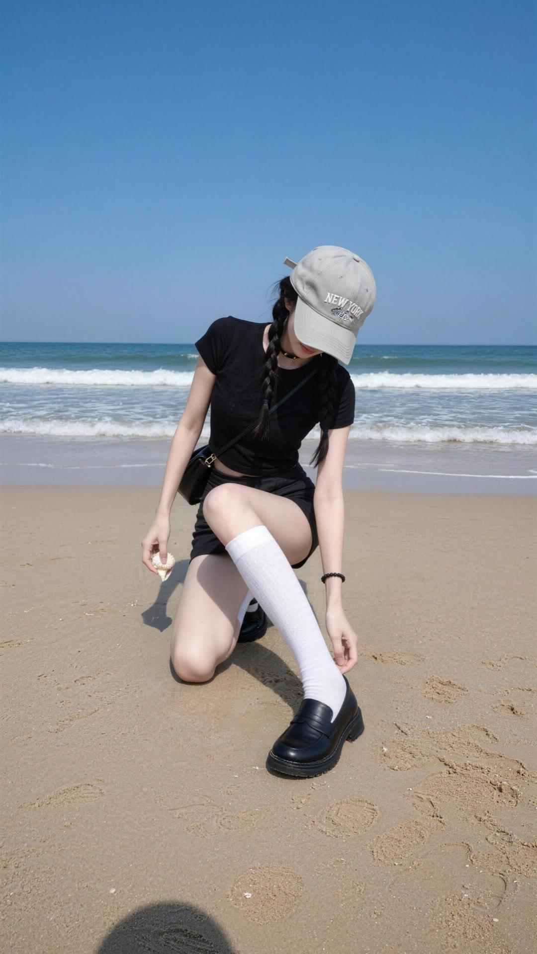 那我也是你的海边氛围感漂亮有气质长腿美女的风姿甜酷