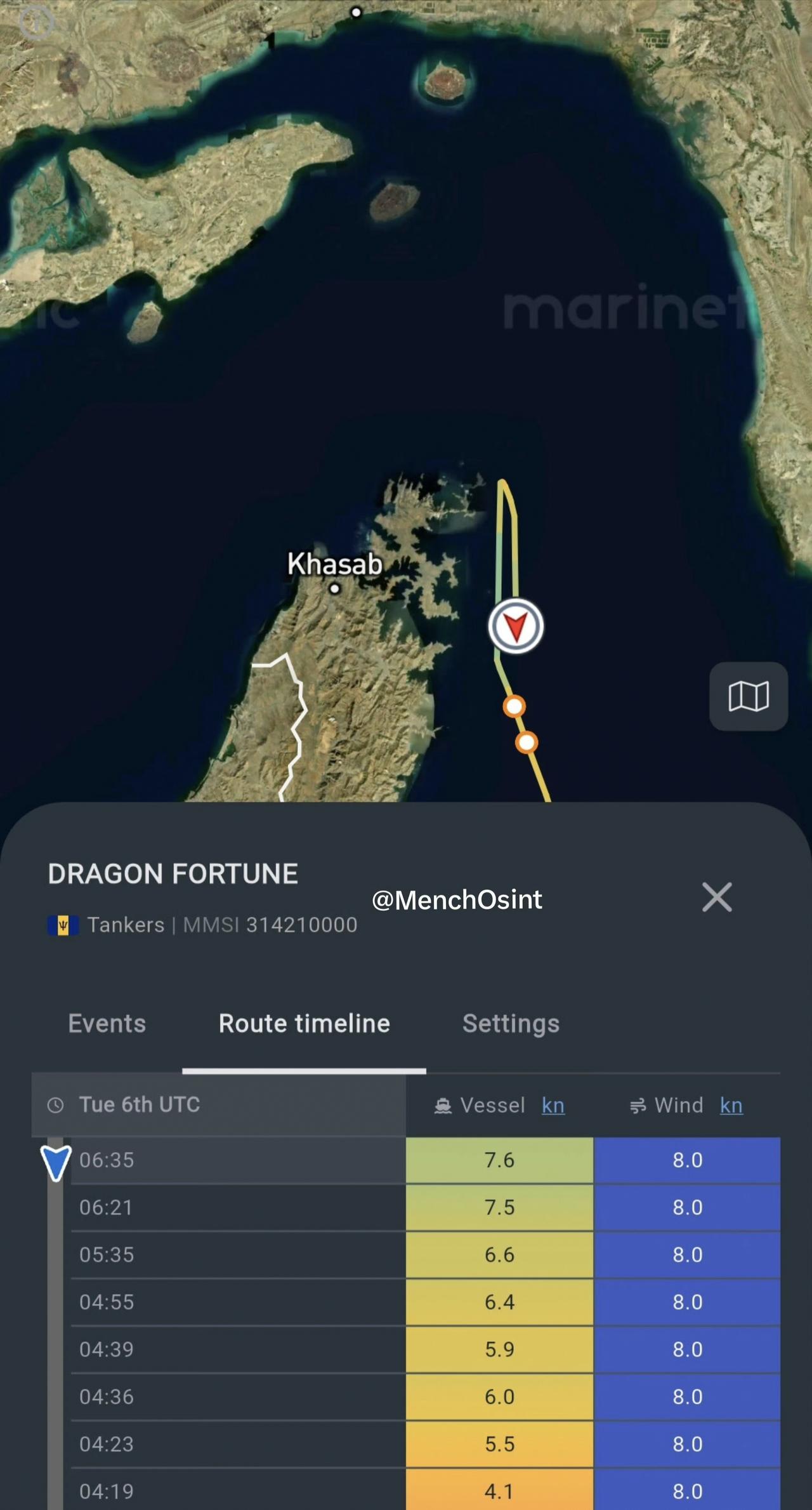 一艘受到美国空军护航的阿联酋油轮在即将进入霍尔木兹海峡时调头，据说是伊朗伊斯兰革