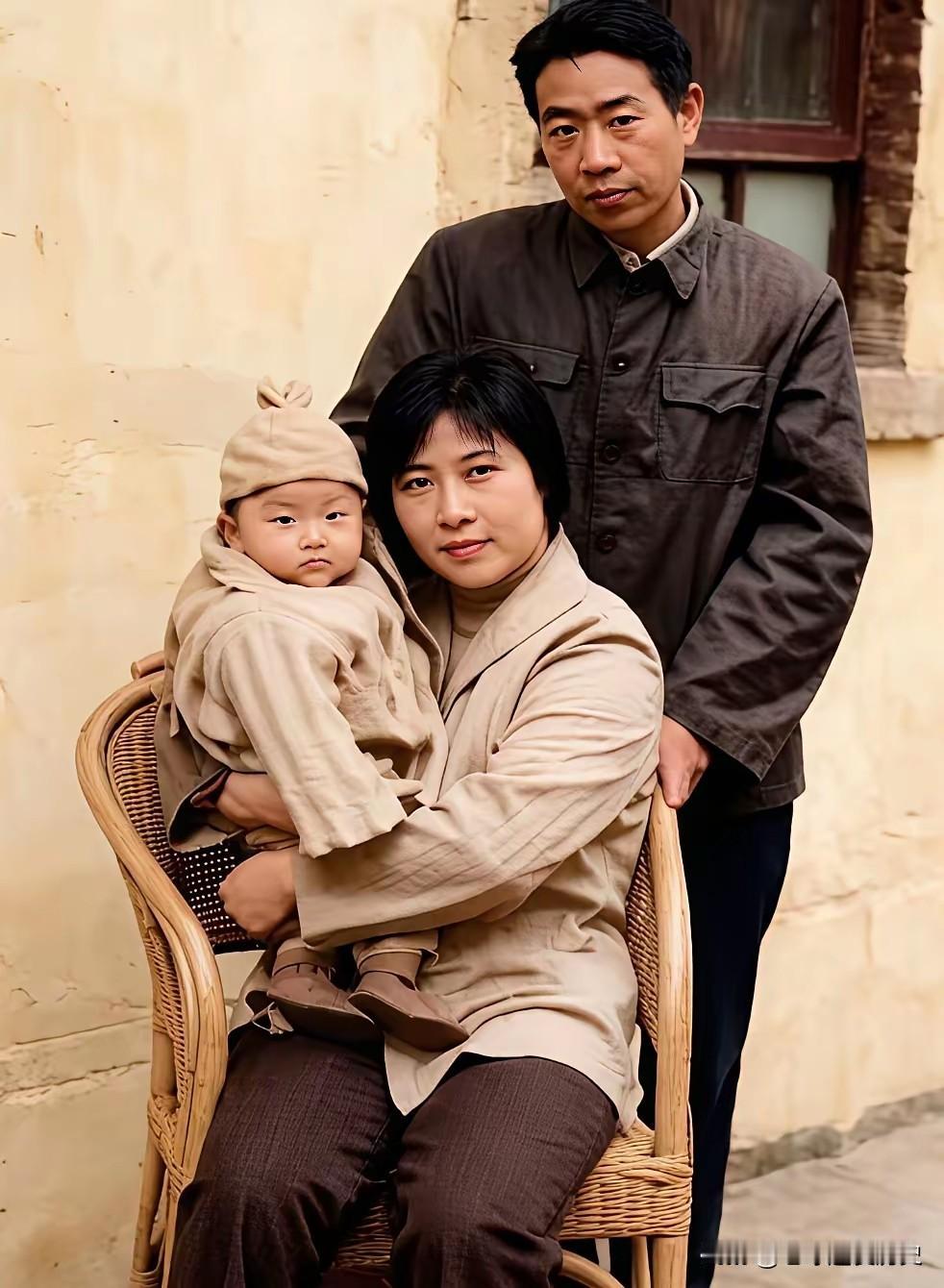 幼儿时期的贾浅浅和父母的合影，没想到长大后的她能够开创中国诗歌的新篇章！