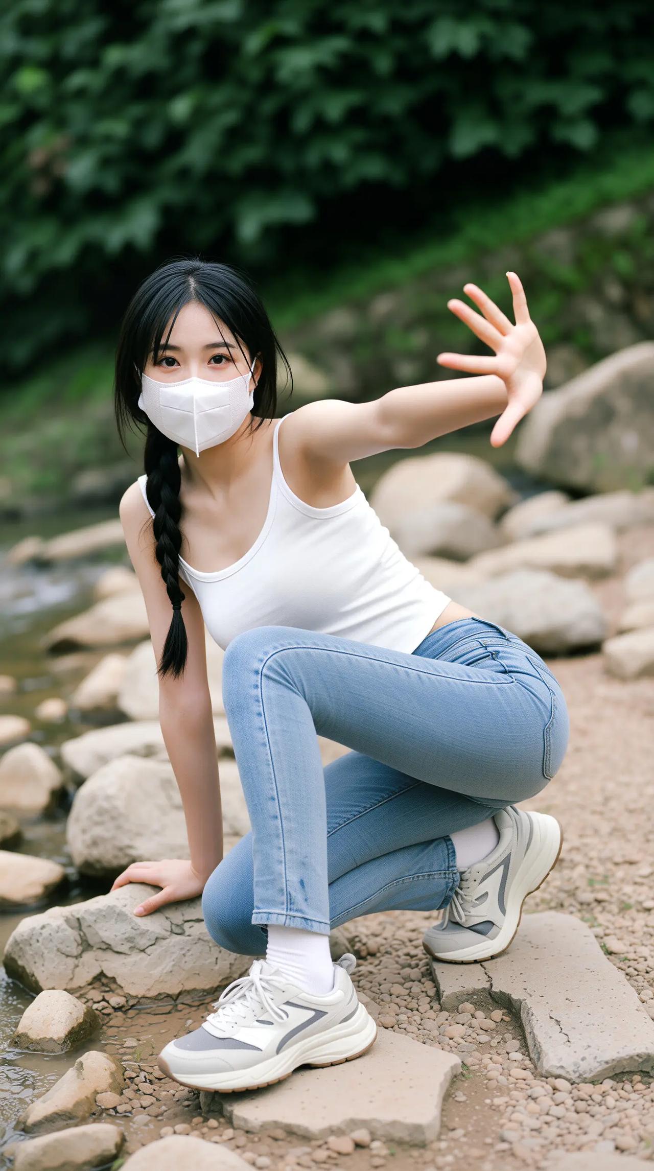 户外运动穿搭指南：白色背心+牛仔裤，活力满满！🌿👟