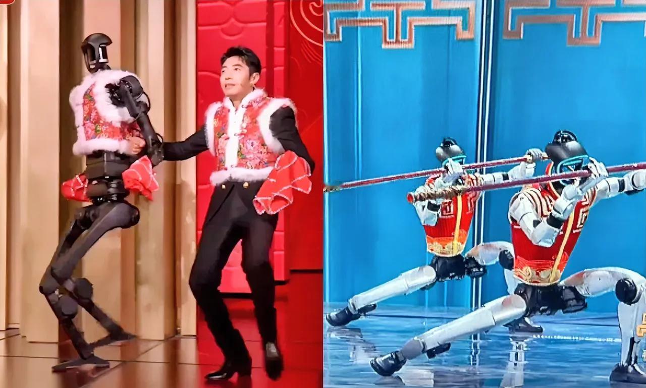 老美还能睡得着吗？春晚这个节目，刚开始我以为还是去年丢手绢的机器人，直到全体机