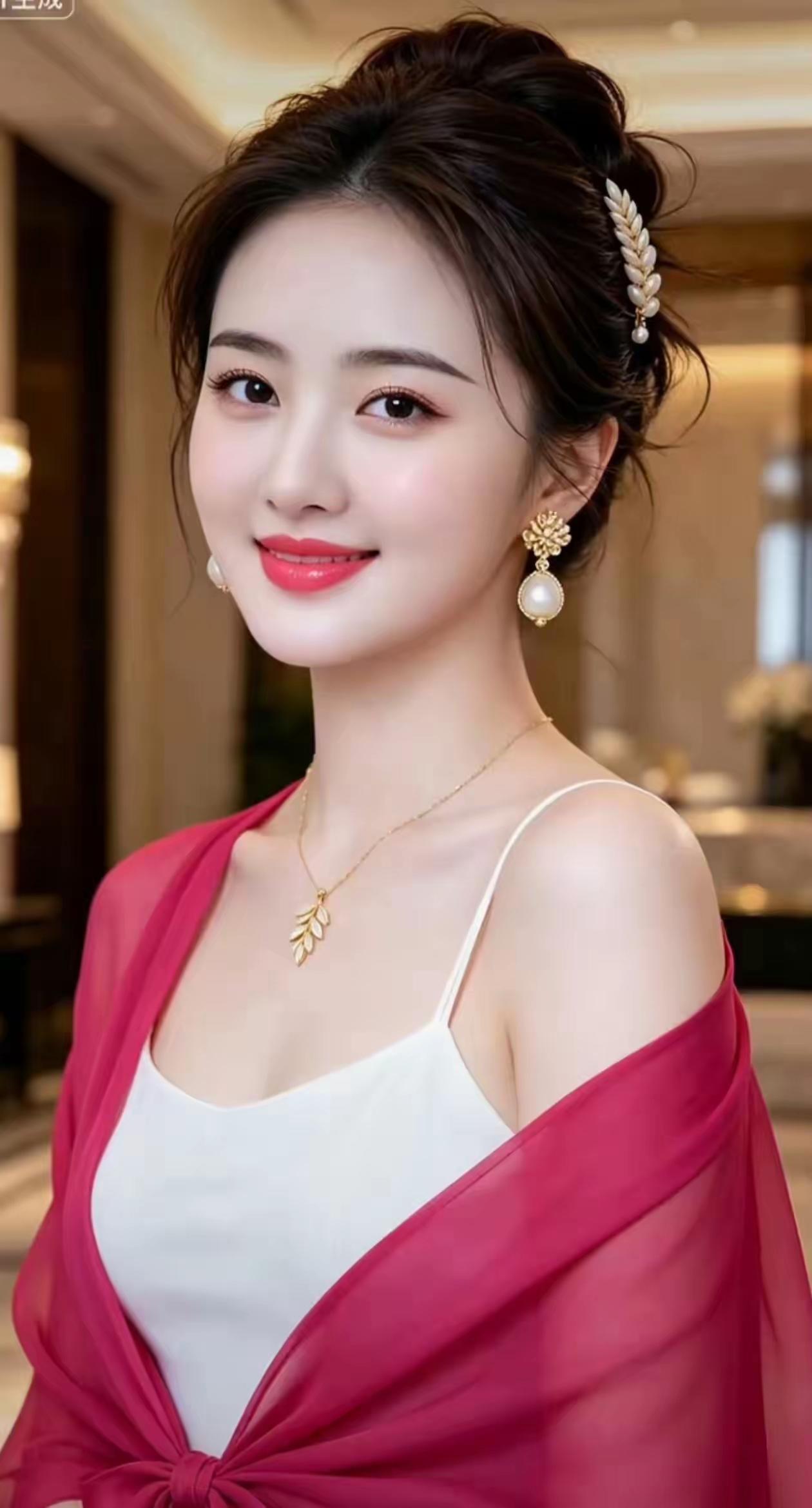 这位美女真漂亮，穿着好优雅。