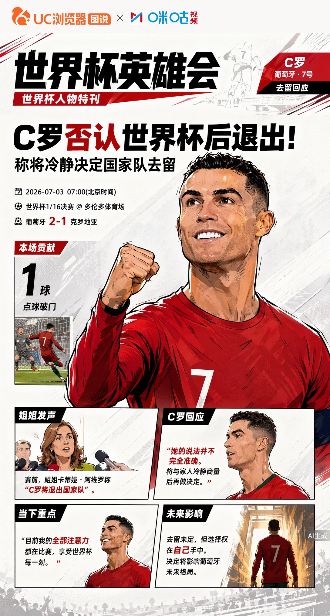 C罗否认世界杯后退出！称将冷静决定国家队去留