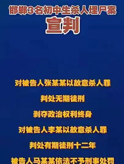 邯郸初中生被杀案宣判：主犯张某某被判无期。给大家重点讲下，这个无期徒刑原则上是一