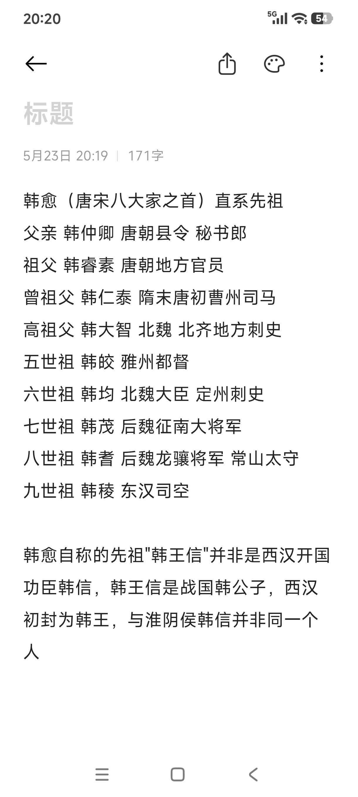 我还以为韩愈先祖是韩信，不过这家世也算不错不错的了