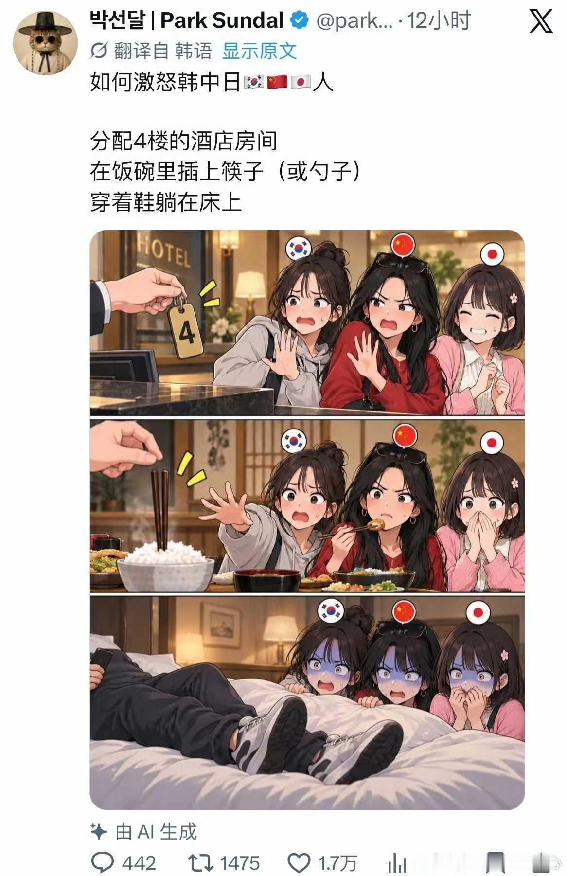 韩国网友总结的“如何激怒中日韩三国人”。​​​