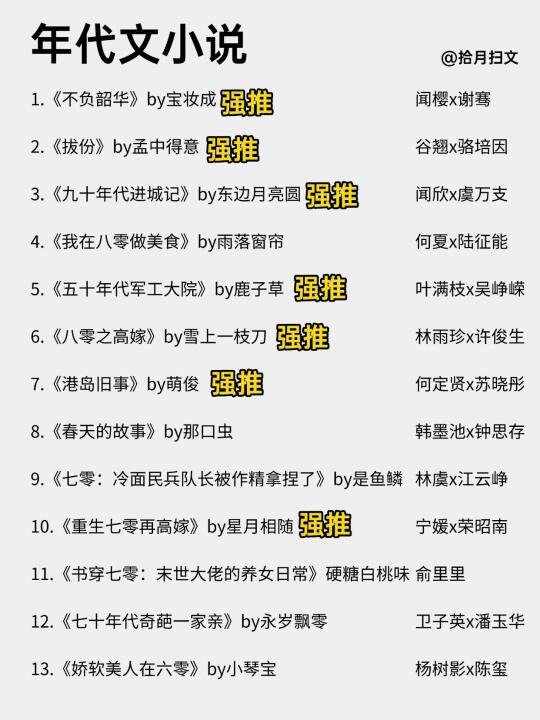28本高质量年代文！你都看过哪本