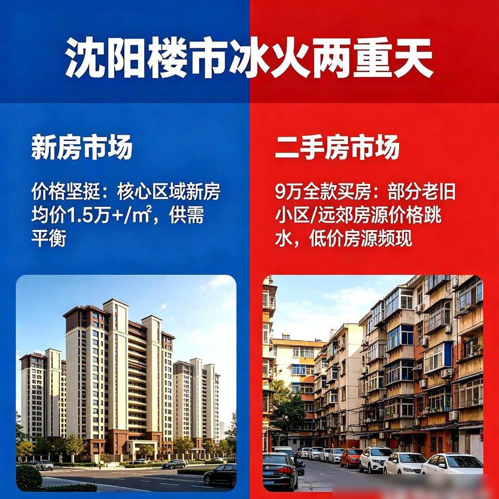冰火两重天！沈阳楼市彻底撕裂。那边有人掏空家底凑了9万块，就为了全款拿下皇姑