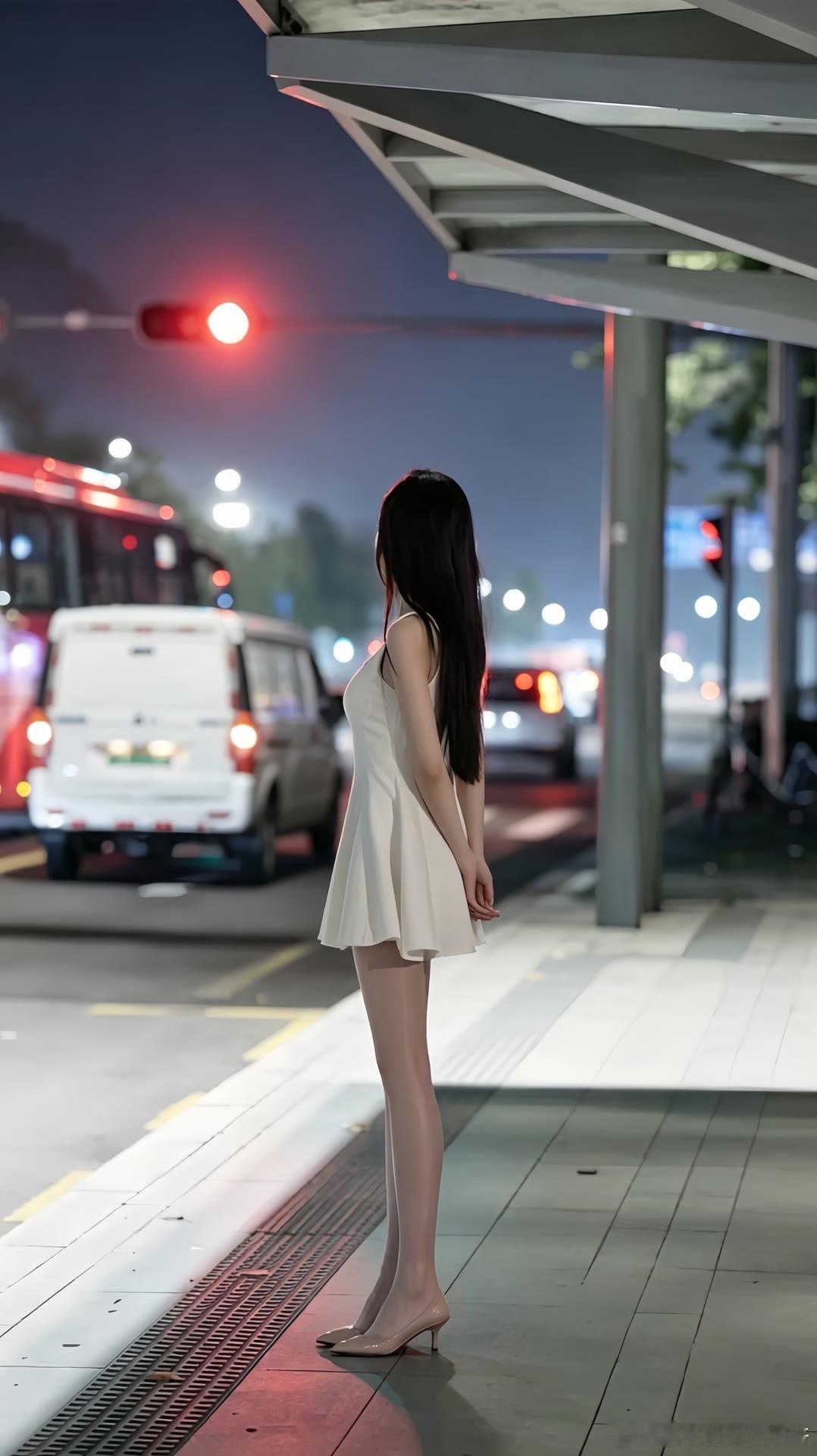 车水马龙中的一袭白裙~
