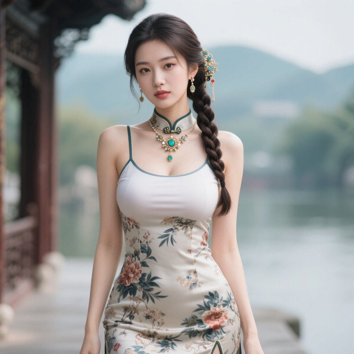 丰盈曲线旗袍美，一步一摇尽妩媚