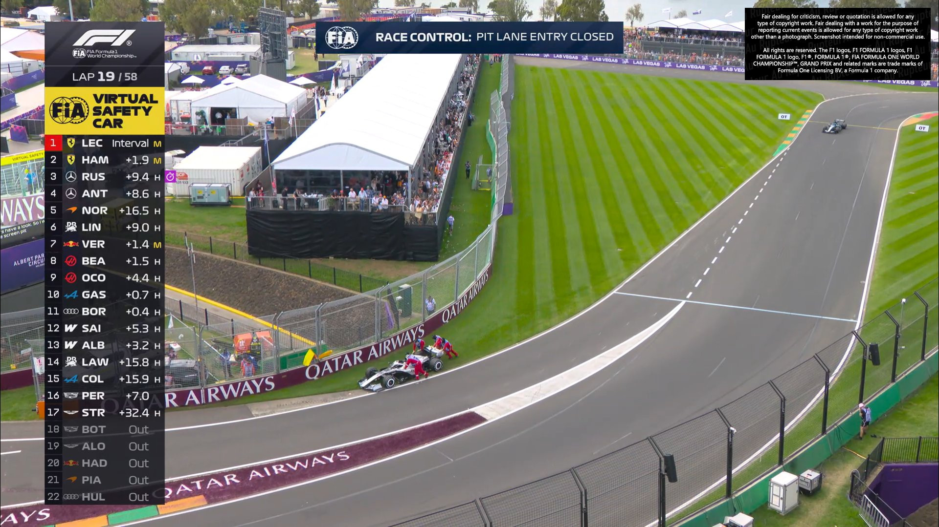 f1维修区入口关闭了，法拉利。。。