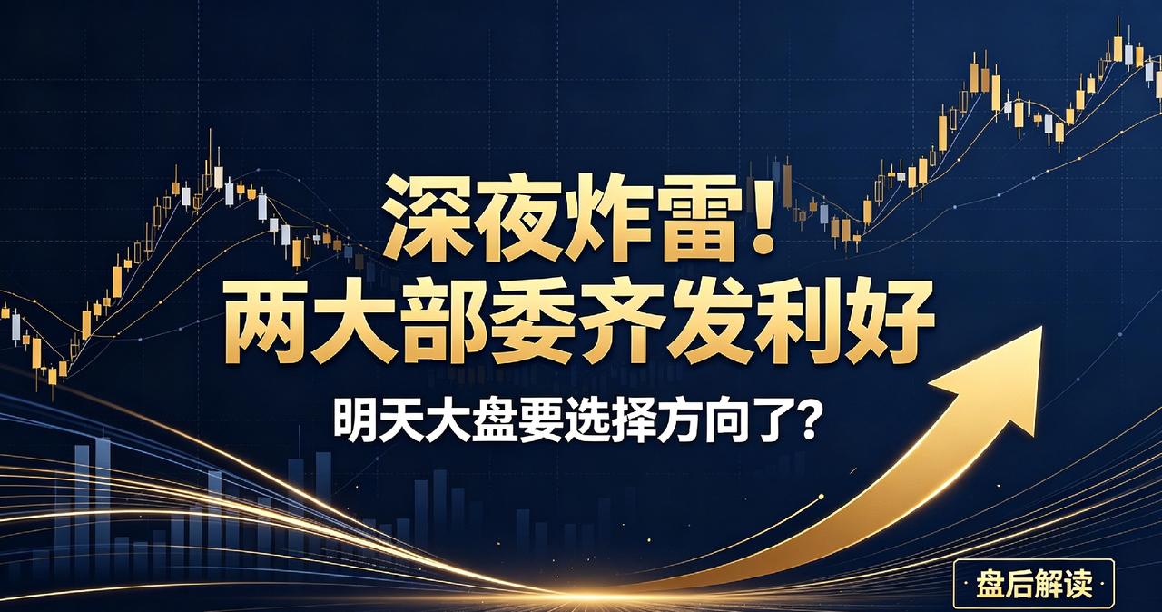 深夜炸雷！两大部委齐发利好，明天大盘要选择方向了？朋友们，晚上好。今天市场