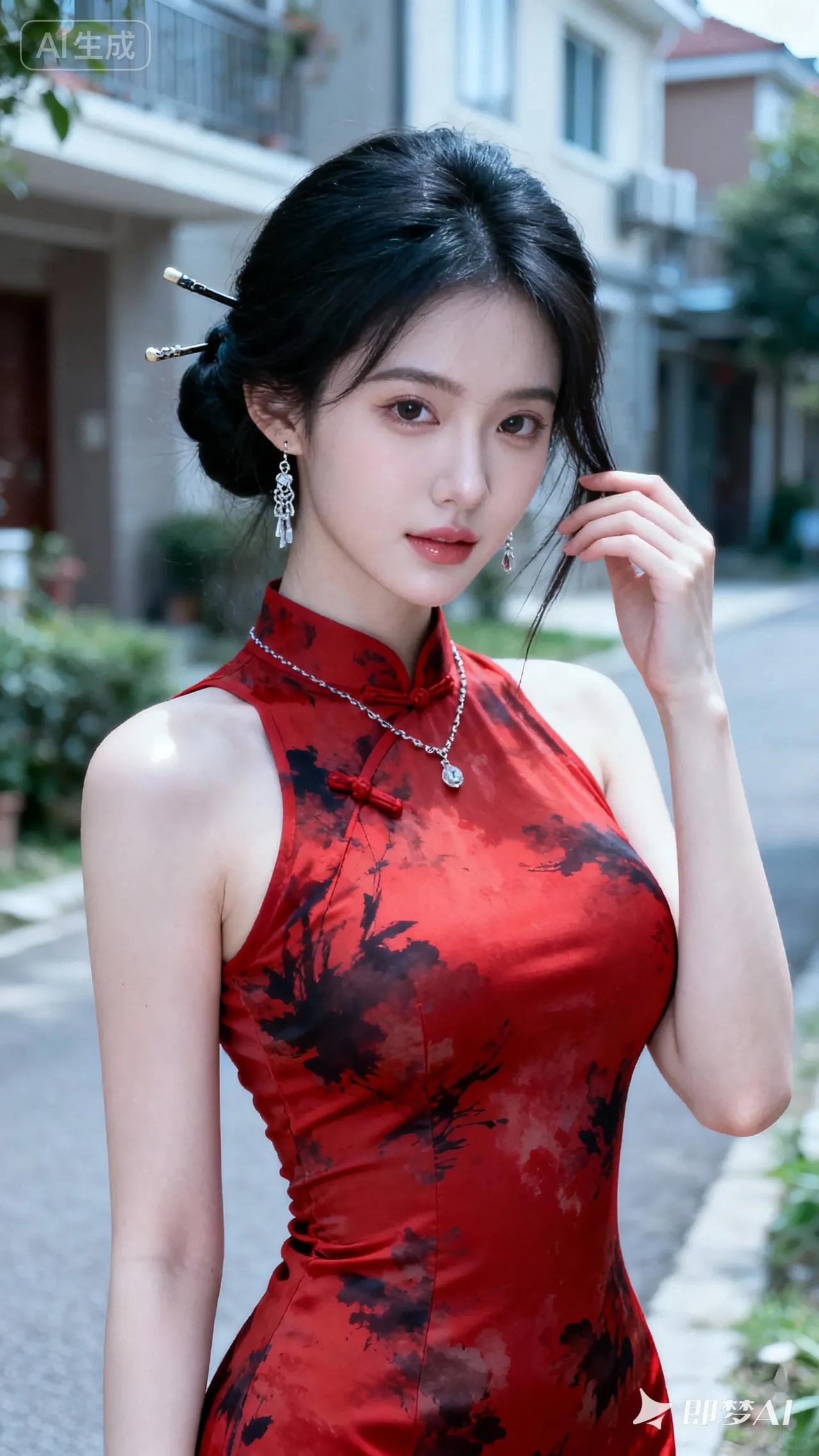 优雅红裙，复古风情，尽显东方魅力！古典红裙佳人红裙女神温婉红裙