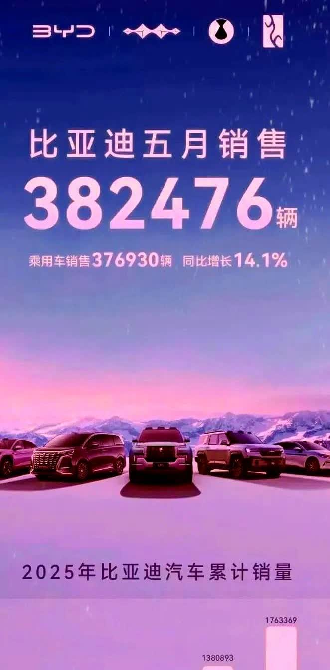 王传福这回算是出名了！本以为比亚迪会公在5月份卖出382476辆车是王炸