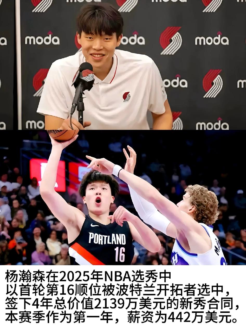 杨瀚森新秀年薪442万美元，听着挺多，到手却打了对折，大概225万美元。联邦税扣