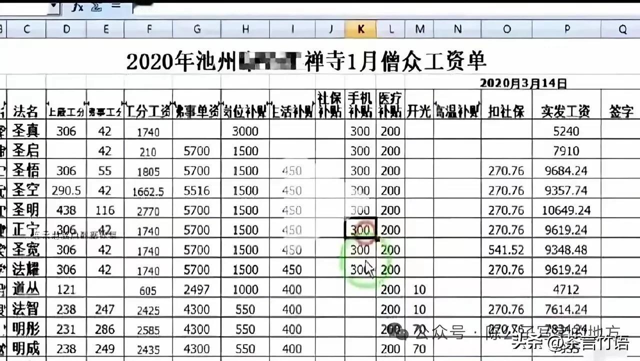 看了这份寺庙和尚工资表，我心动了！我要跟老婆商量，等孩子再大点我就去找个寺庙出家