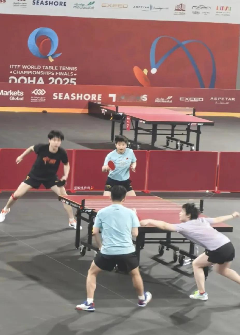 多哈世乒赛前夕，混双对决预热多哈世乒赛明日开战，国乒两对混双组合“莎头”与