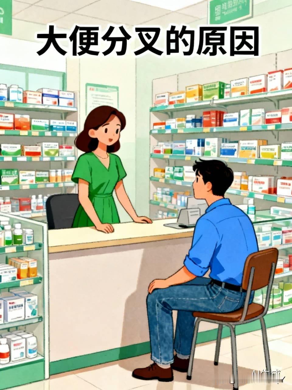 讲个笑话，太逗了。有个男子来到药店对店员说，大姐，我大便有点分叉，那点啥药呢？