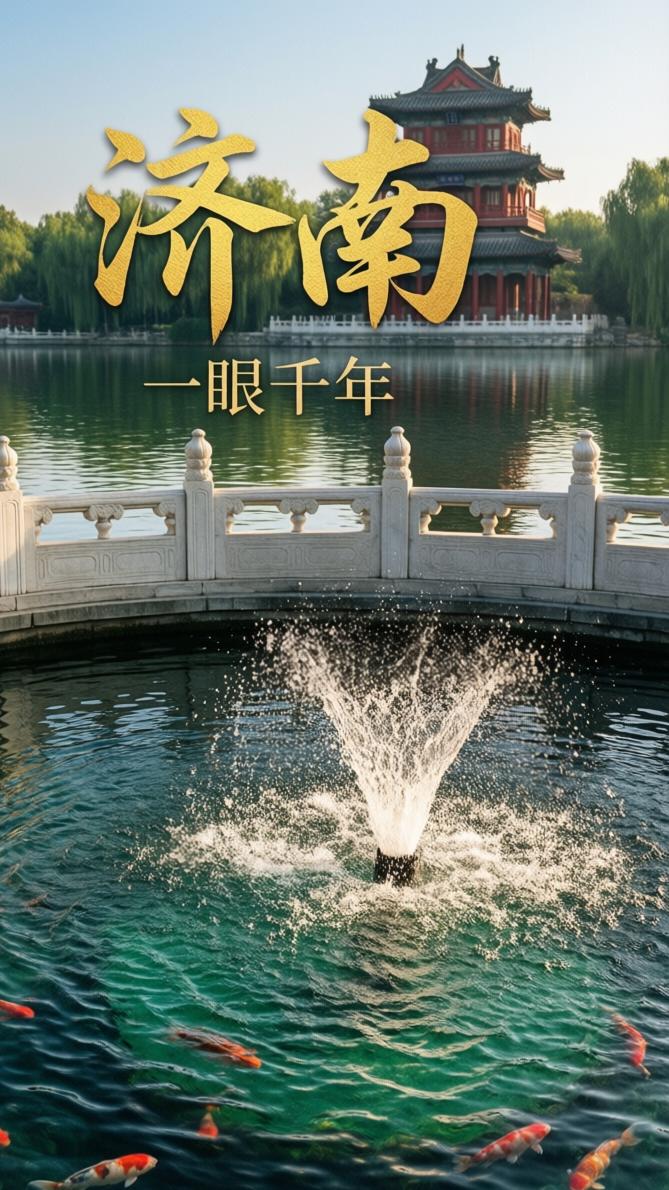 一眼千年，是济南。当趵突泉的三股水冲破千年沉寂，咕咚咕咚涌出岁月的回响，你便