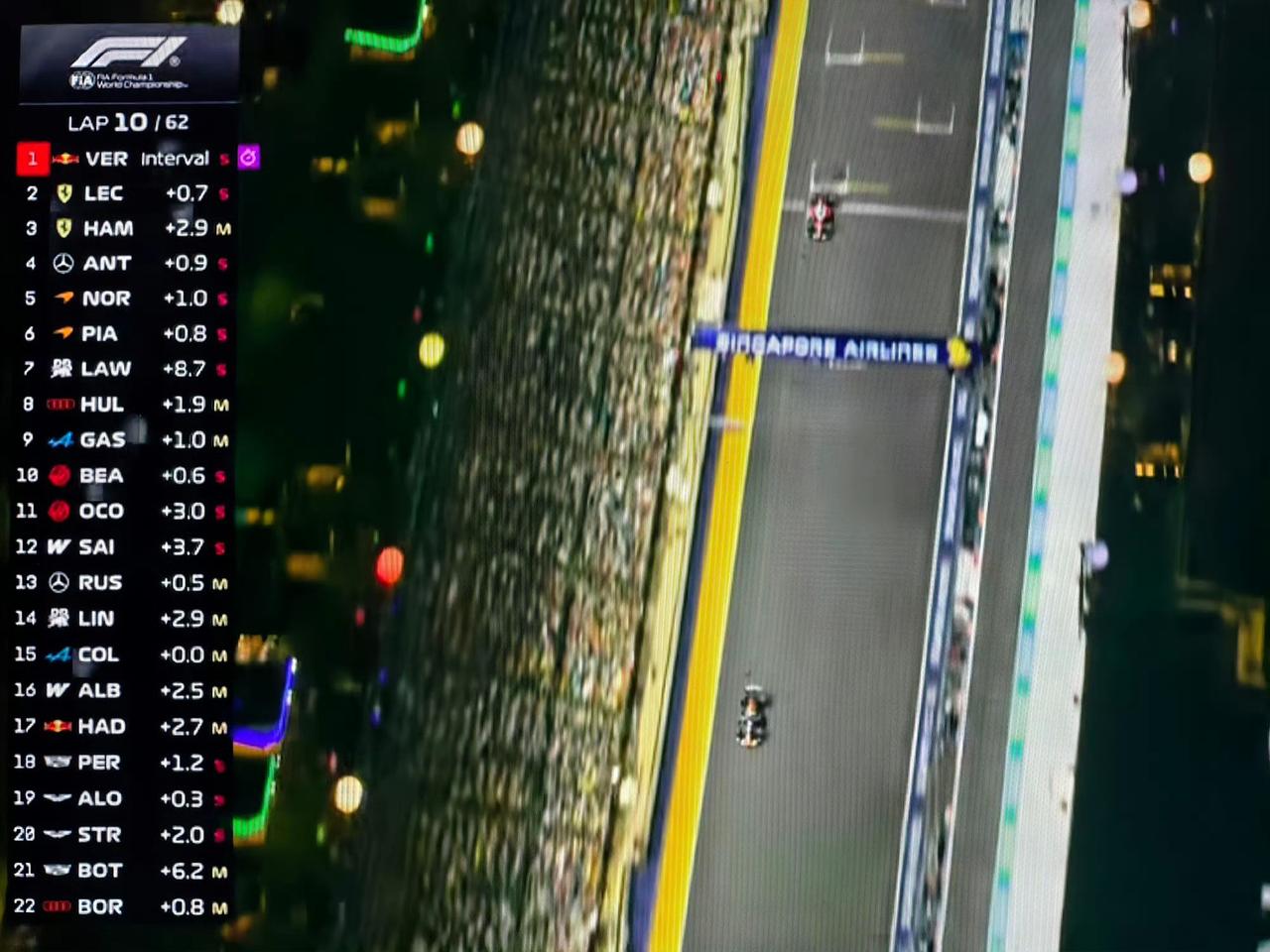 2026F1新加坡大奖赛正赛，还是牛马大战刺激，比梅奔内斗好看多了。维斯塔潘一直