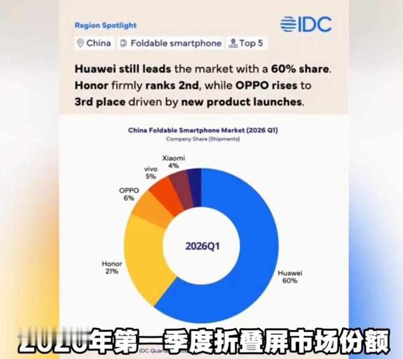 折叠屏华为过份了，一家占了6成的份额，让友商折叠屏的研发成本都难收回了。排第二的