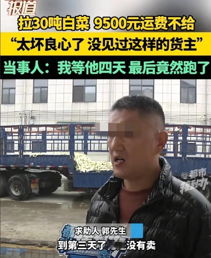 河南开封，货车司机从内蒙古拉了一车白菜送往开封，货主承诺运费是9500元。司机为