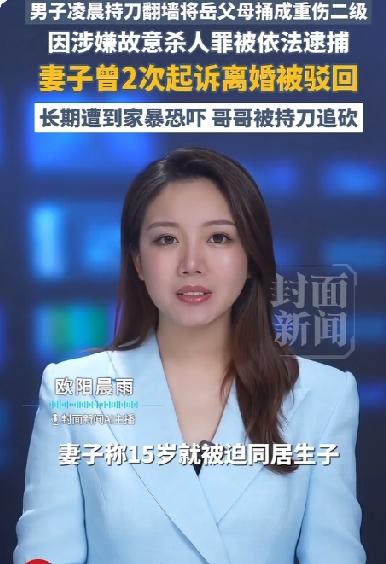22次报警拦不住持刀女婿！男子凌晨持刀翻墙将岳父母捅成重伤二级，追砍大舅哥，妻子