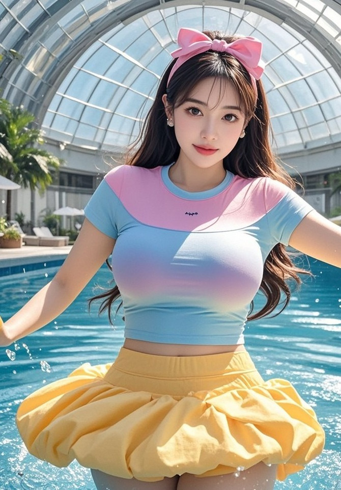 娇俏佳人泳池写真水珠点缀曼妙曲线惹人醉