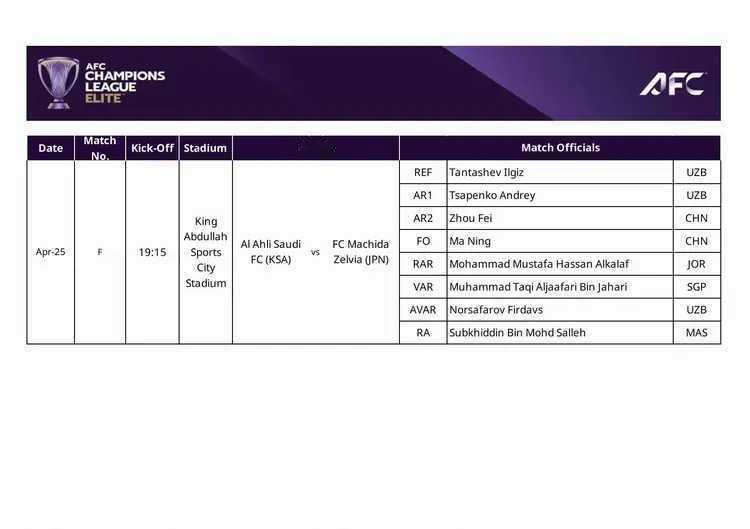北京时间4月24日，据亚足联官方消息，中国籍国际级裁判员马宁、助理裁判员周飞将分