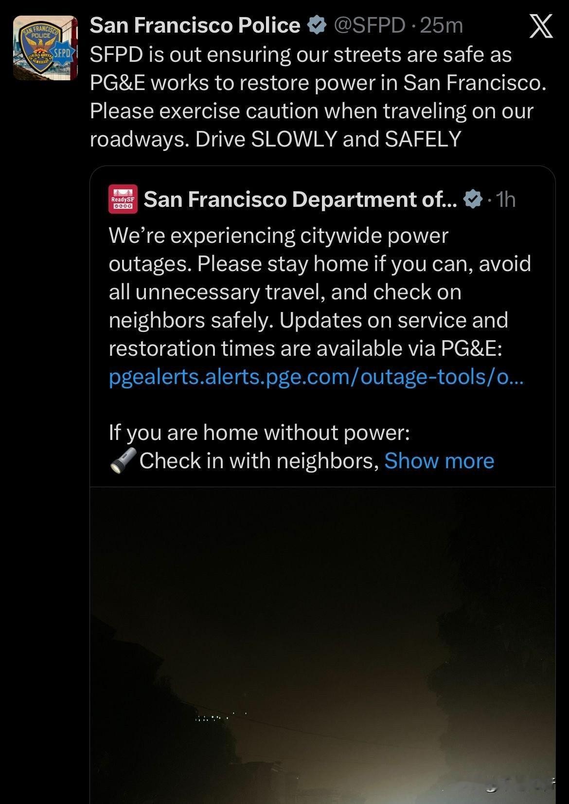 【旧金山大停电：高科技之都秒变贫民窟，Waymo像没头苍蝇】昨天旧金山下着大