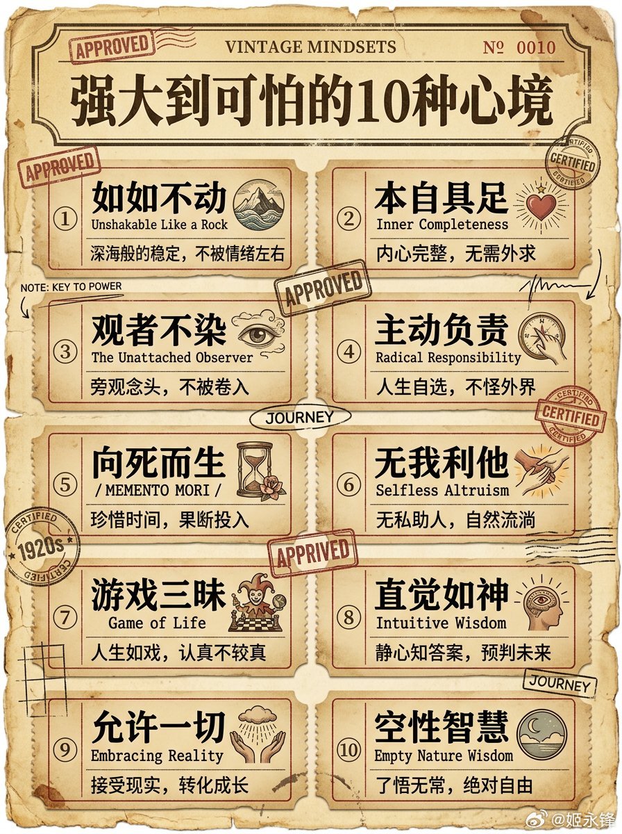 强大到可怕的10种心境1如如不动不管别人夸你、骂你、捧你、踩你，你的