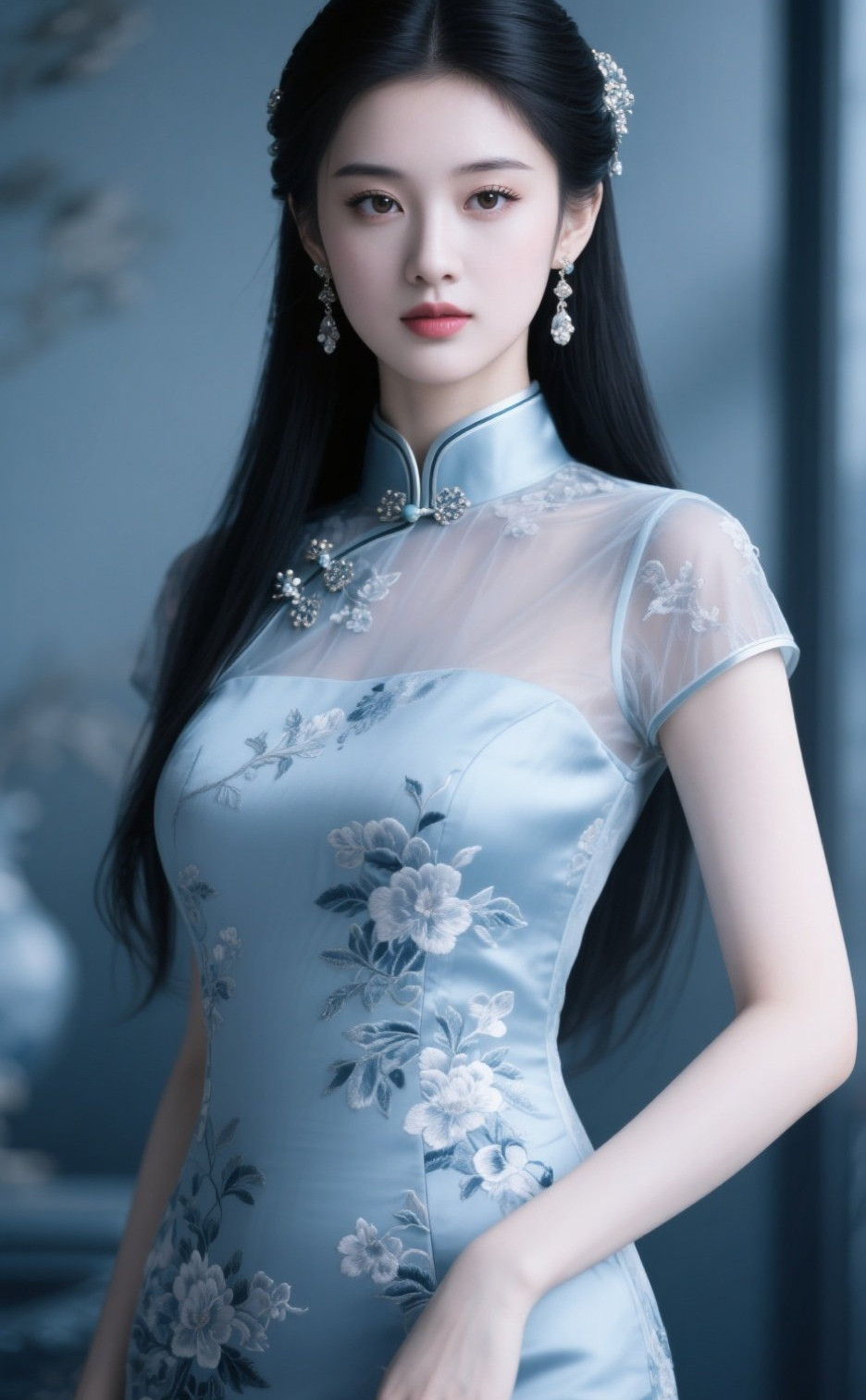 少妇旗袍勾勒曲线，温婉中暗藏性感