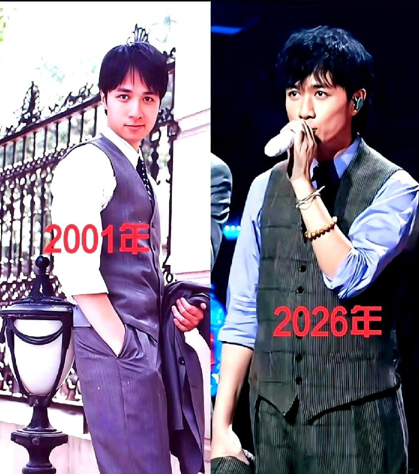 古巨基穿着25年前那件灰马甲站上台时，台下观众的童年滤镜碎了一地。湾区晚会前奏一响，林心如和苏有朋齐