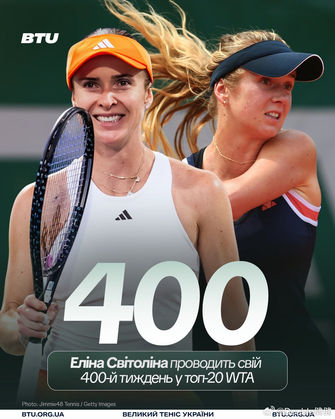 本周，斯维托丽娜在TOP20里第400周，排在现役第五位：1、大威🇺🇸85