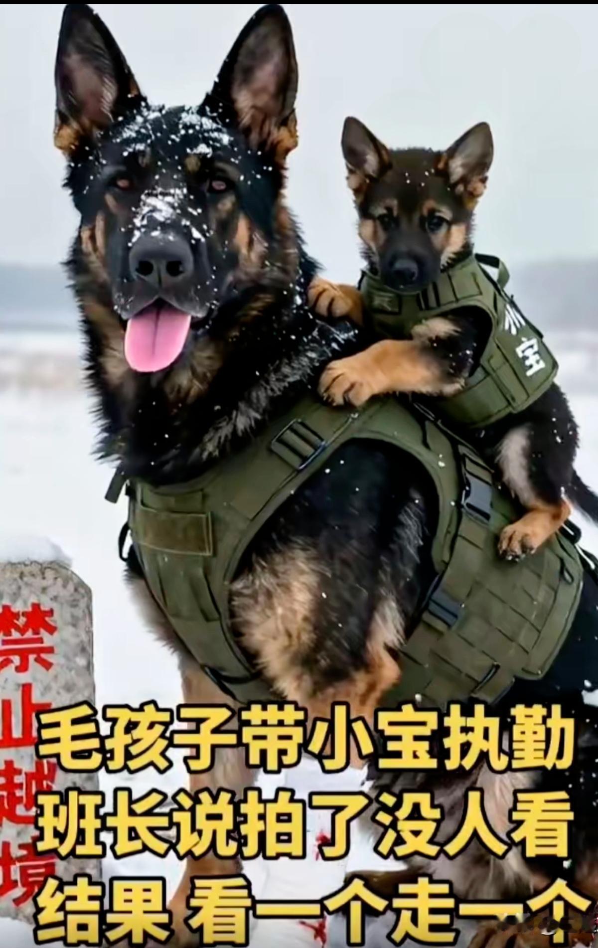 这对边防军犬母子,值得我们所有人敬礼!真心要给边防官兵和站