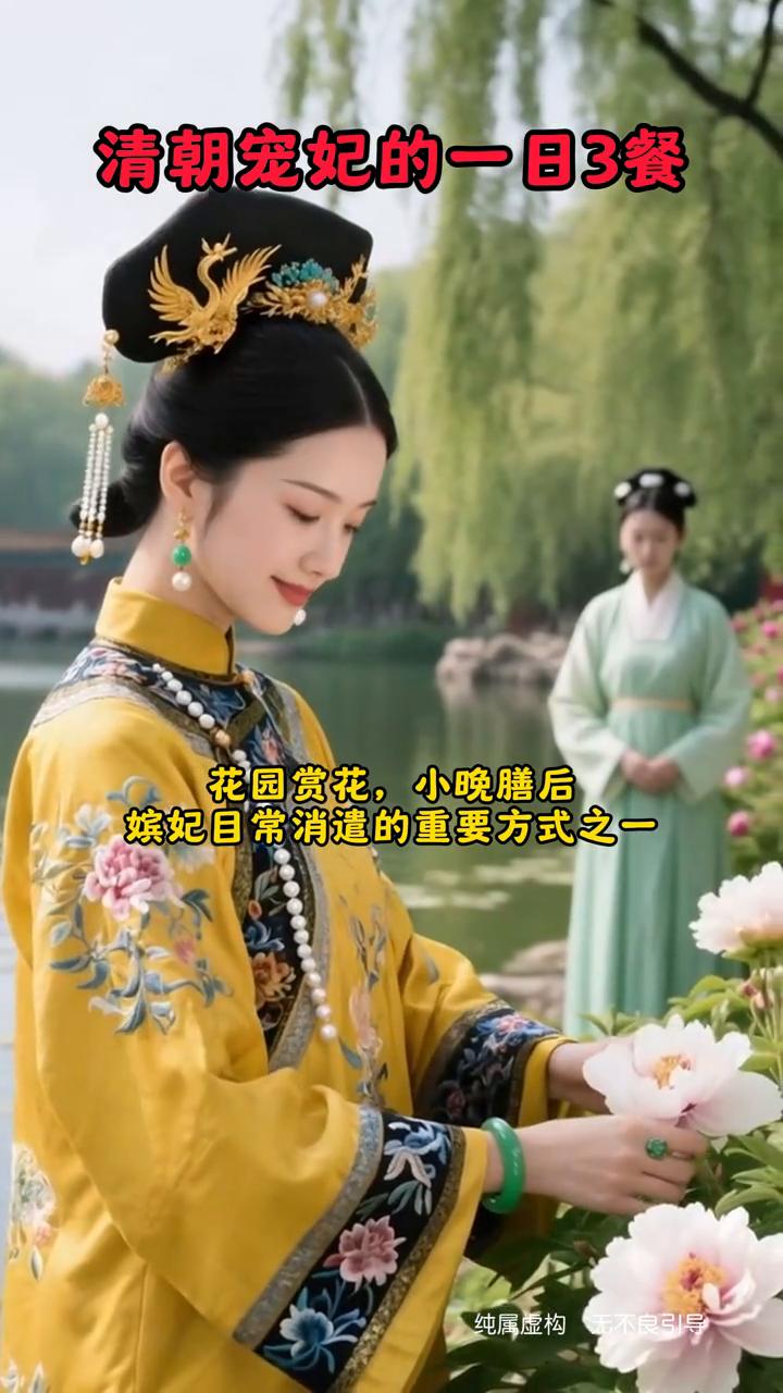 清朝宠妃的一日三餐。·如时(5-7点)早餐：高位嫔妃早餐通常有10-15道菜，
