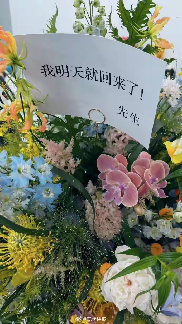 李荣浩给杨丞琳送花篮落款先生杨丞琳开巡演，圈内一众好友纷纷送来花篮祝贺。谁也没有