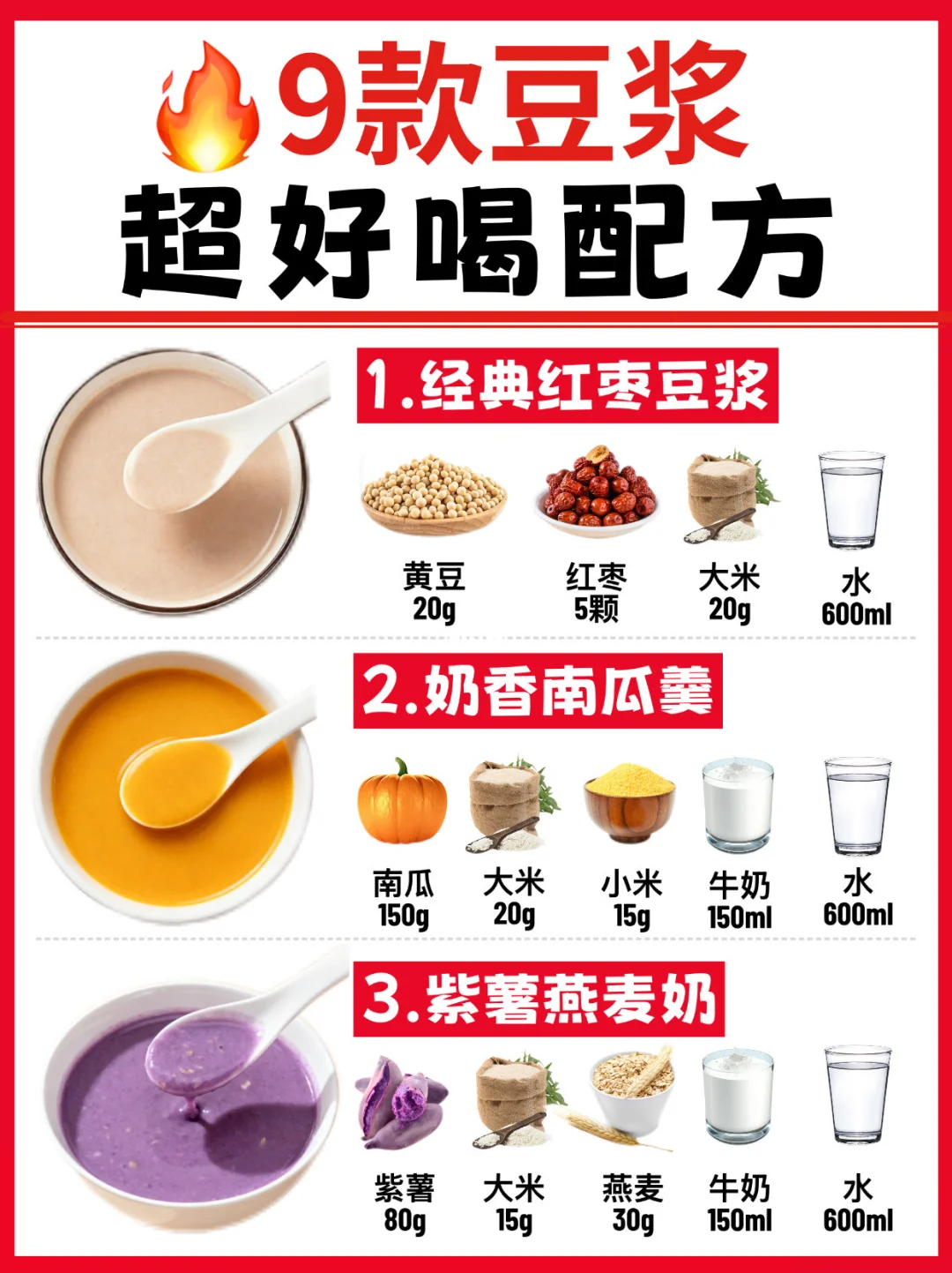 🔥9款超好喝豆浆配方㊙️一周不重样‼️附做法