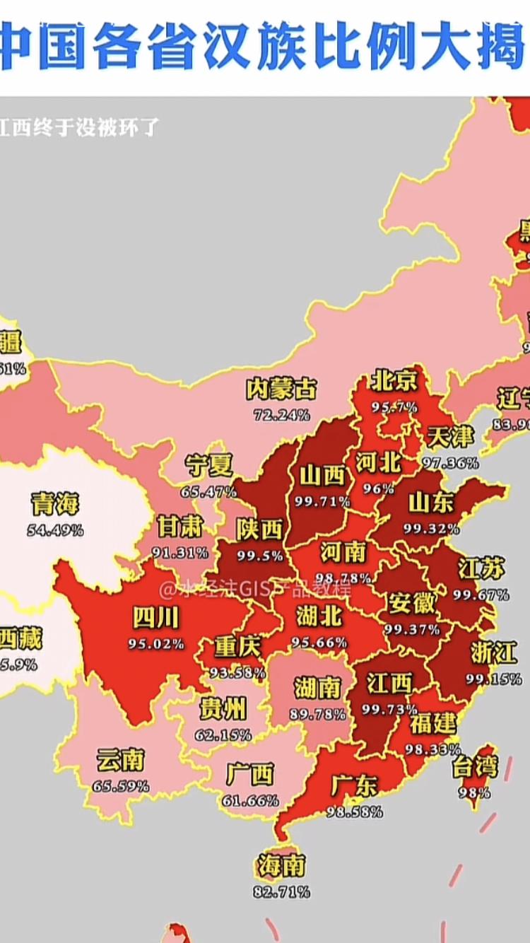 各省汉族人口比例