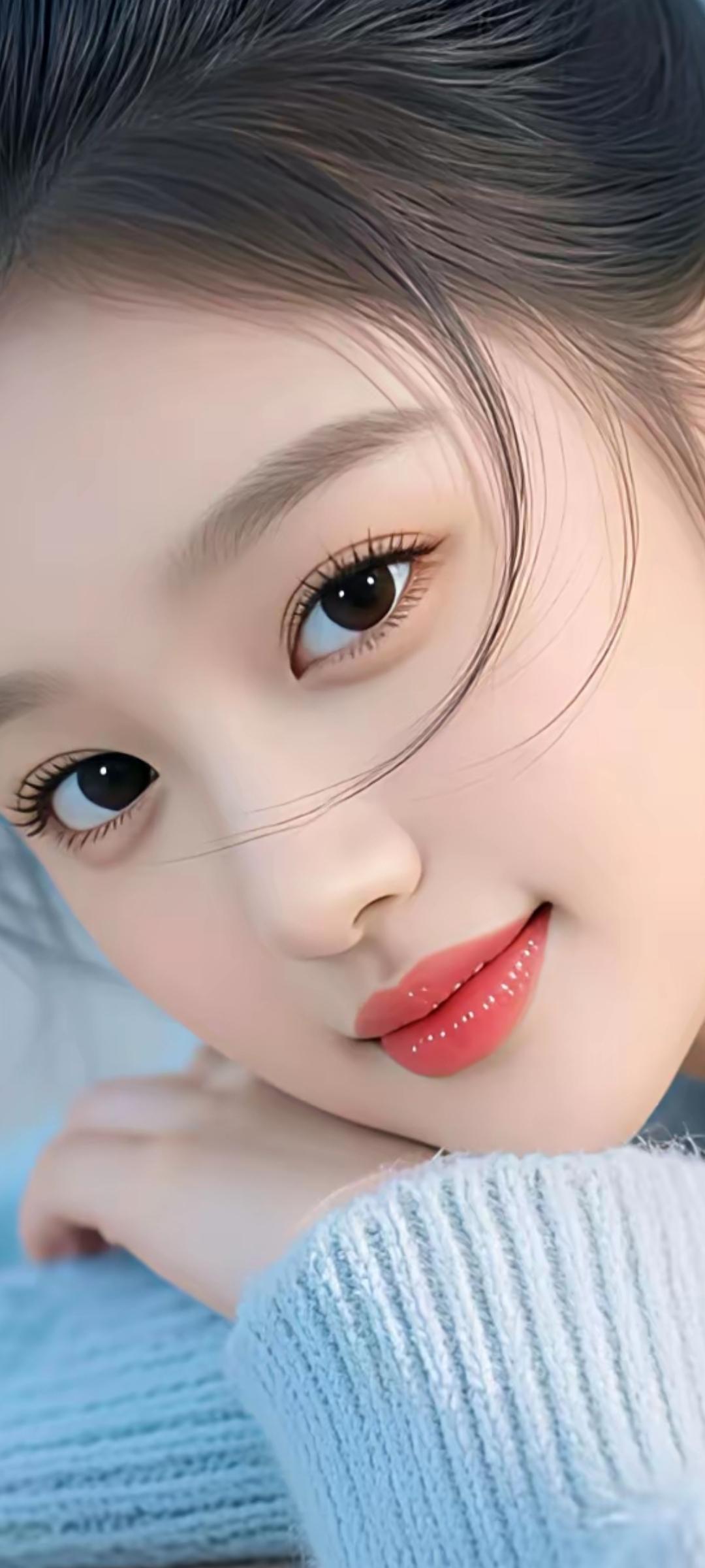 温柔甜美的少女，粉嫩的嘴唇，让人忍不住想靠近。💖🌸💕