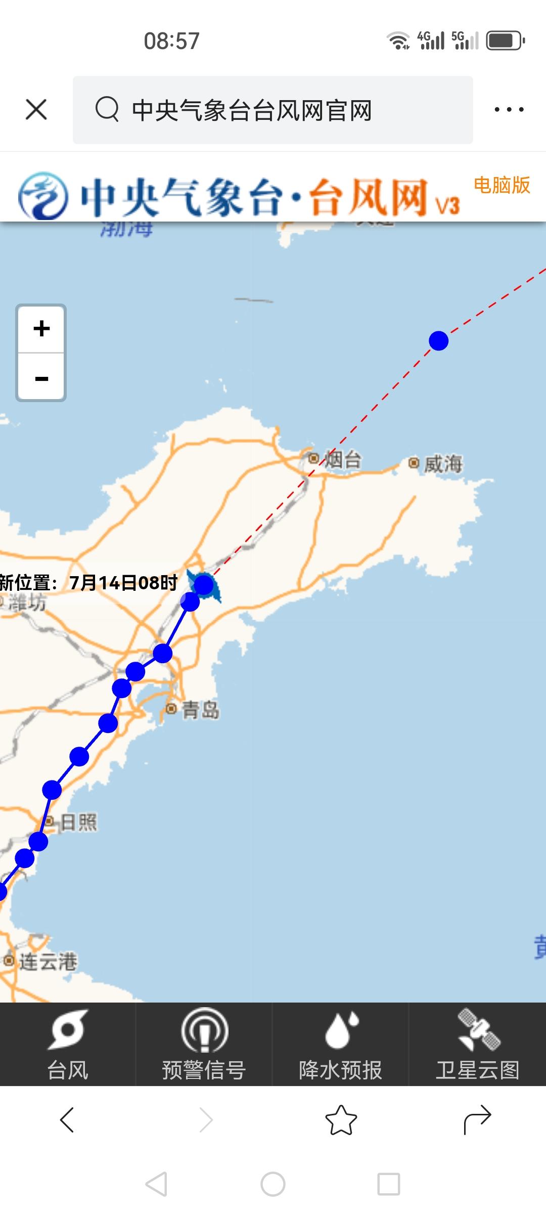 巴威，最后的余威好像也不怎么样，目前在从青岛去往烟台的路上看新闻说，青岛沿海