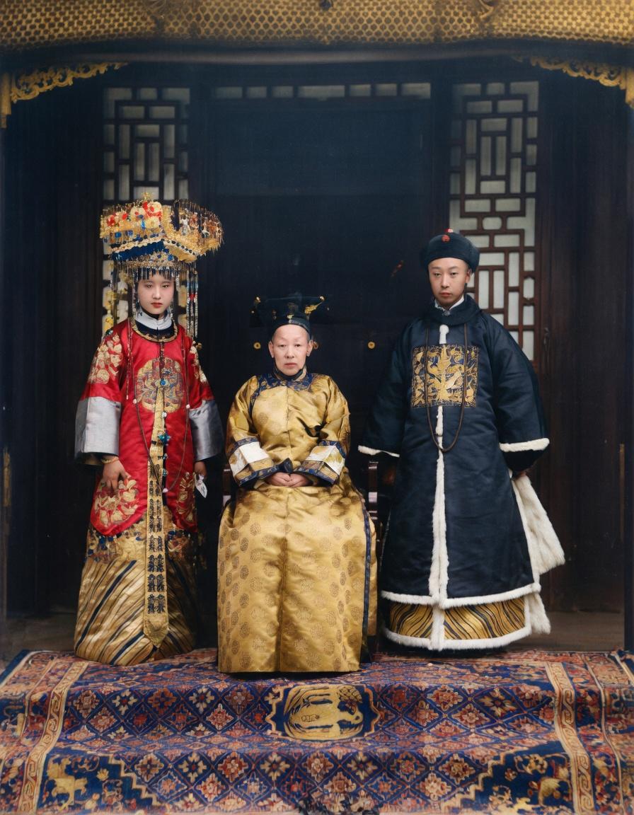 1924年，北京，溥杰与唐怡莹结婚照。中间端坐者的是端康皇贵太妃（瑾妃，他他拉氏