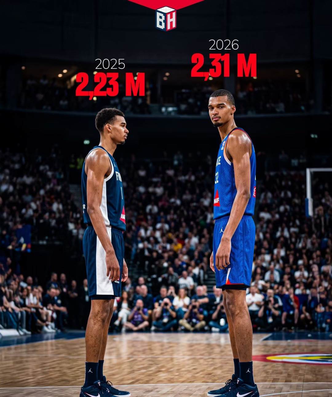 文班亚马又长了7.5厘米！📏🏀维克托·文班亚马的身体发育持续震撼着篮球界。这位球星在2025年公