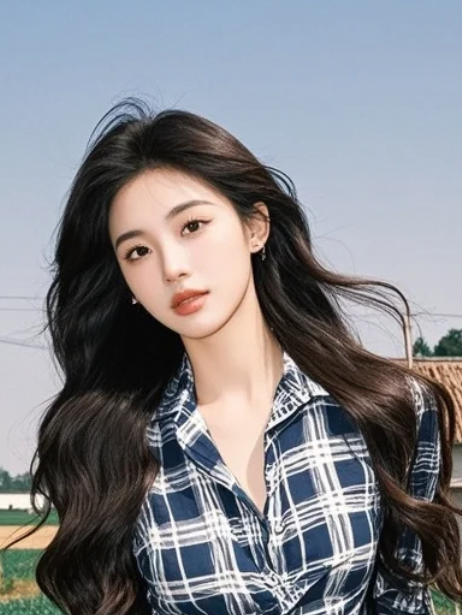 长发及腰的农村姑娘，穿时髦衣服惊艳了整个田野！