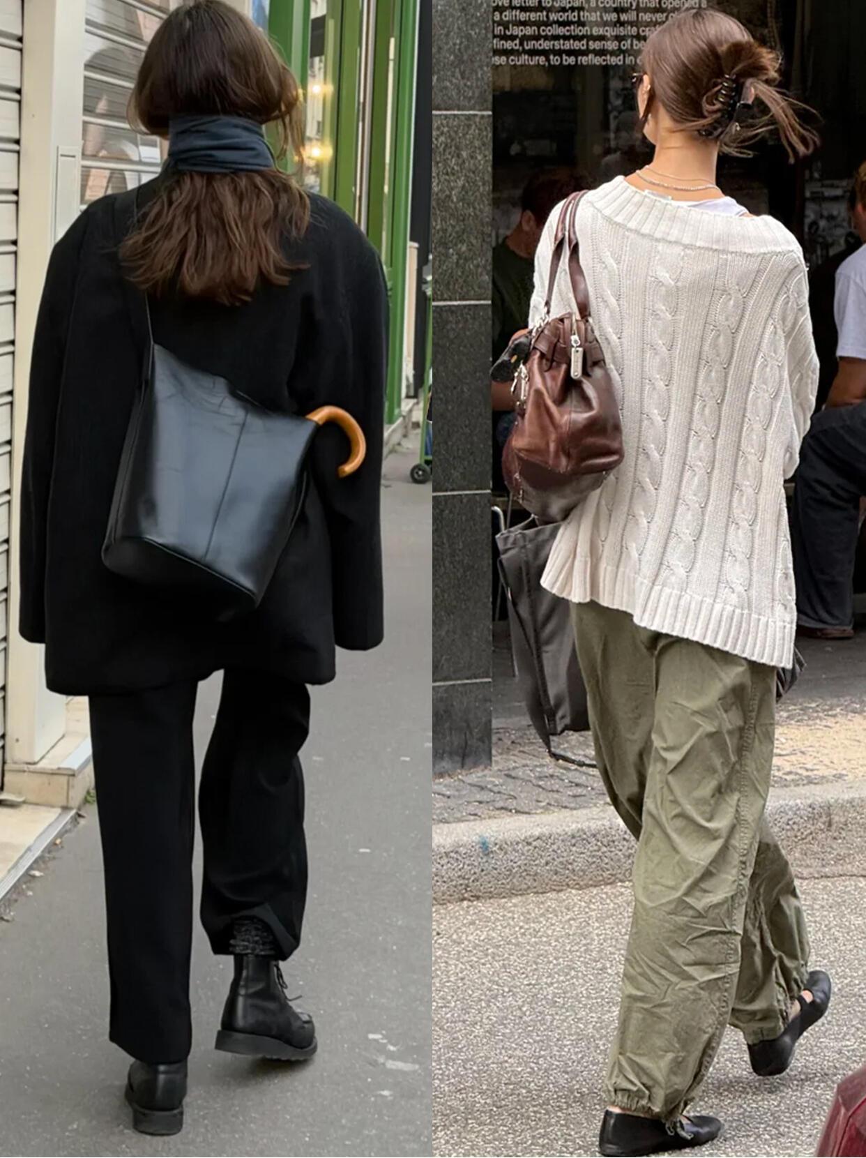 慵懒松弛路人街拍，高级感拉满！没有繁复华丽的单品，全靠基础款碰撞出随性氛围。宽