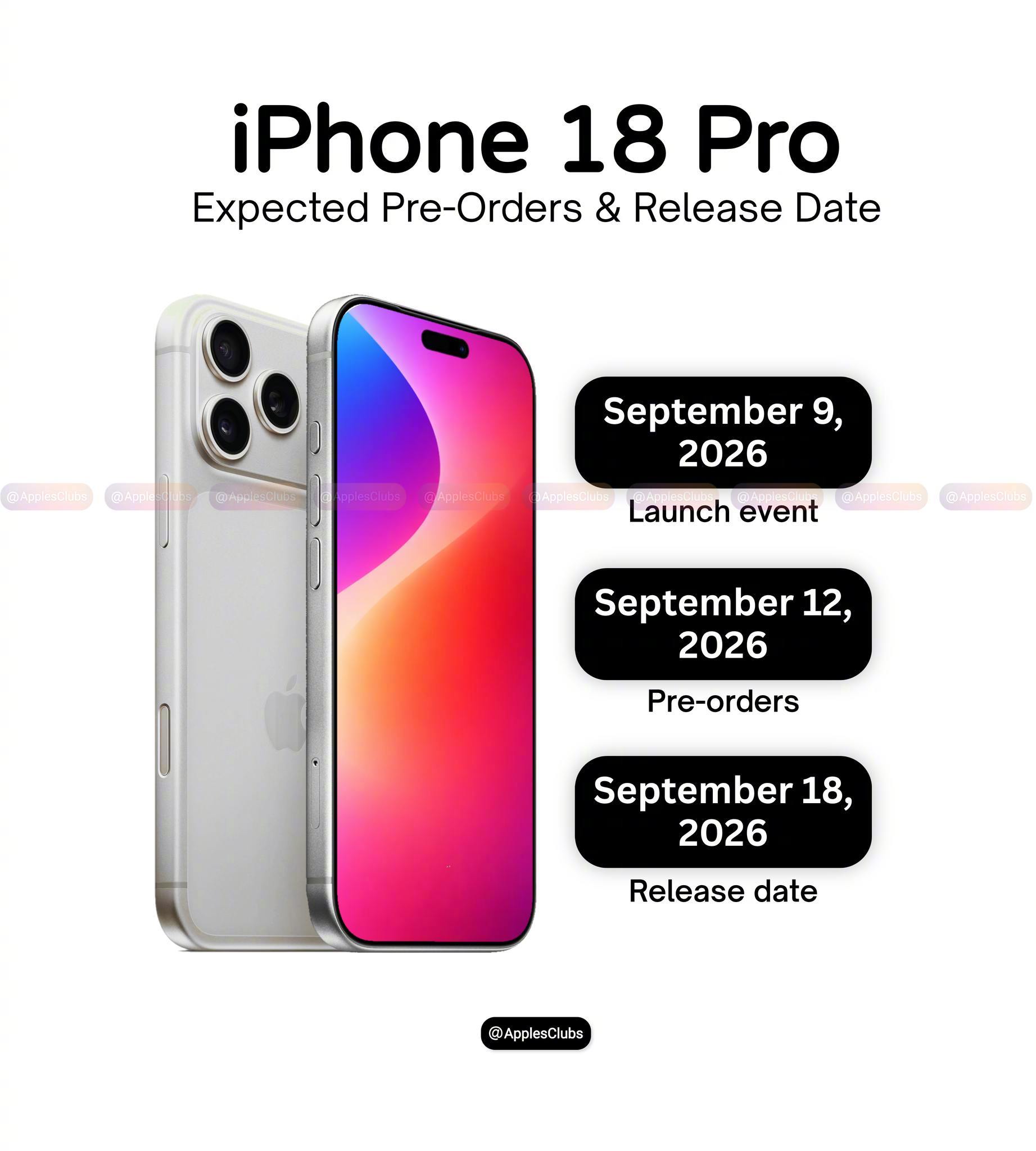 iPhone18pro时间表，9月9日发布​​​