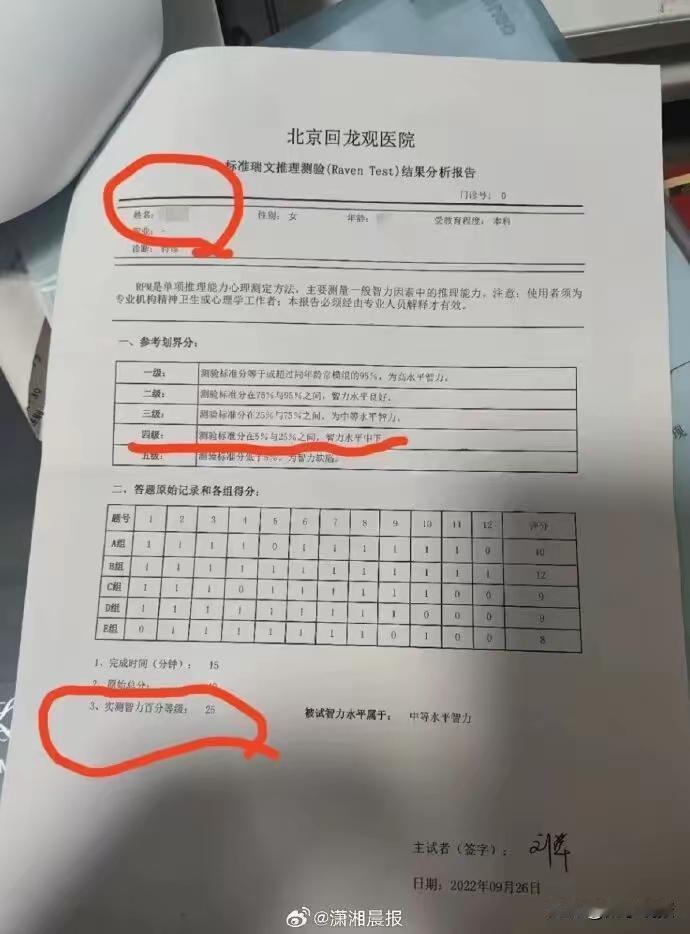 身残志坚！刷到一条新闻，一个女生，硕士考上清华，入学当月去做智力测验，结果只得