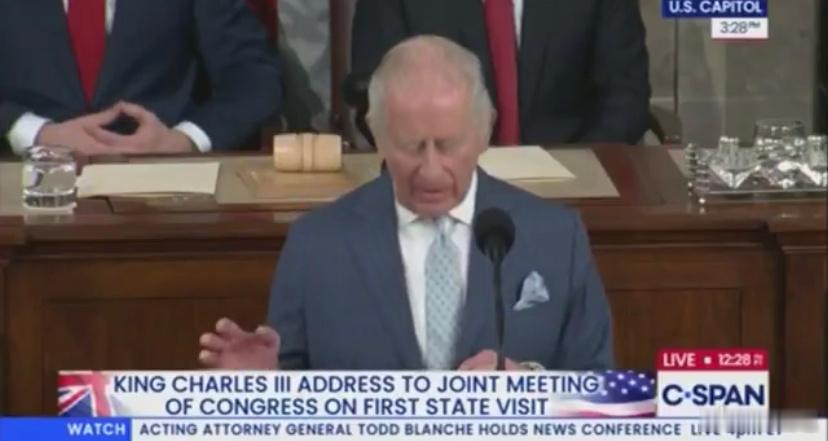 ‼️查尔斯国王三世于2026年4月28日在美国国会联席会议上发表讲话